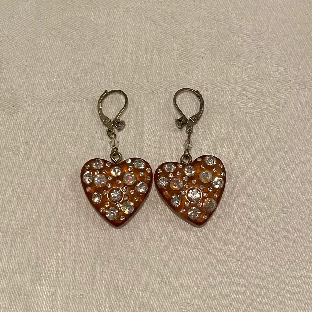 🟡Betsey Johnson Swarovski Heart Earrings